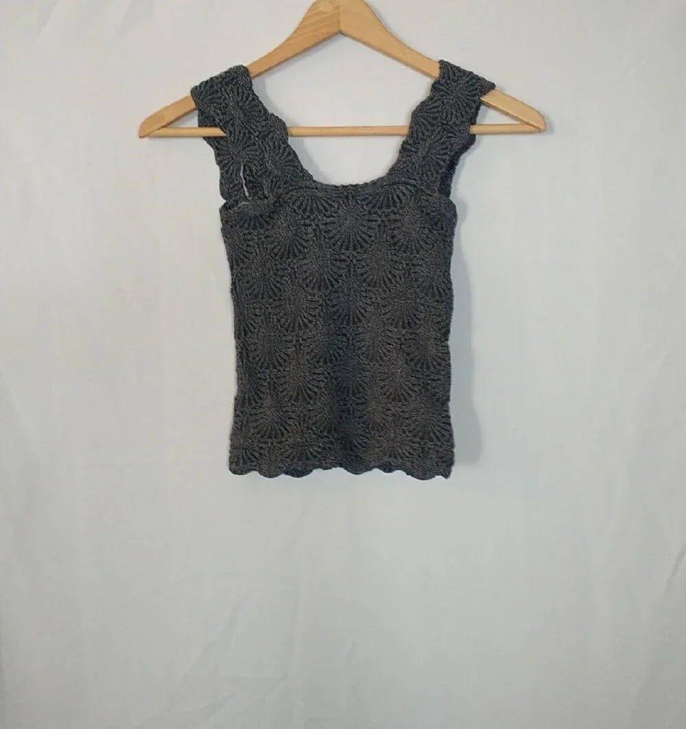 Free People Intimately Women's Charcoal Crochet Tank Top